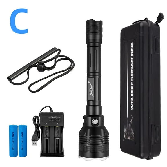 GRIMPEX Scuba Diving Ipx8 Waterproof Flashlight Led Light 80M Deep Underwater Torch 4000Lm Non-Slip Flashlight with Hang Strap C