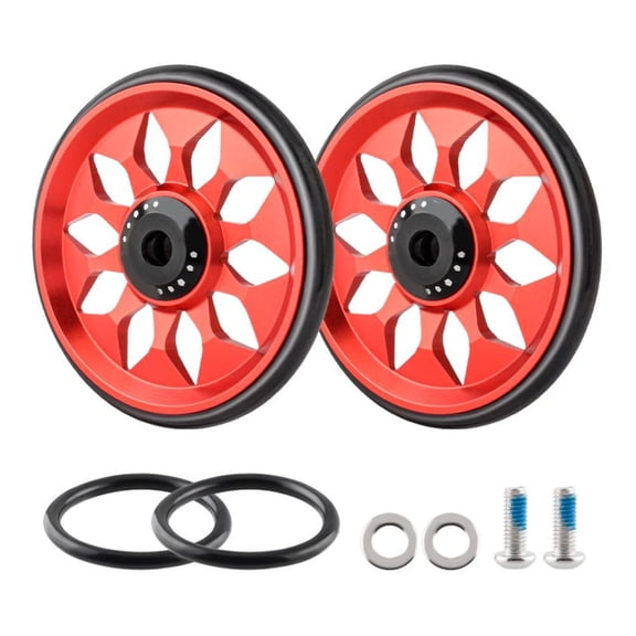 GRIMPEX Simplified Installation Easy Wheels Compatible with for Brompton Models Red