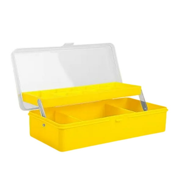 GRIMPEX Two Layer Fishing Box with Multi Compartment Design for Efficient Storage Yellow