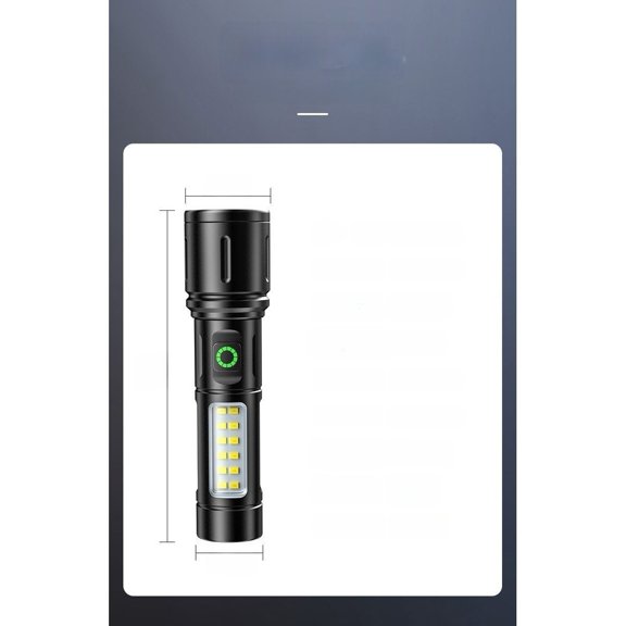 GRIMPEX for Ultra Bright Zoomable Flashlight with COB Side Light 200-500m Range Rechargeable