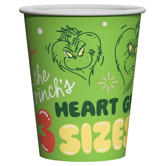 American Greetings 9 fl. oz. Dr. Suess' The Grinch Christmas Paper Party Cup Favors, Disposable (8-Count)