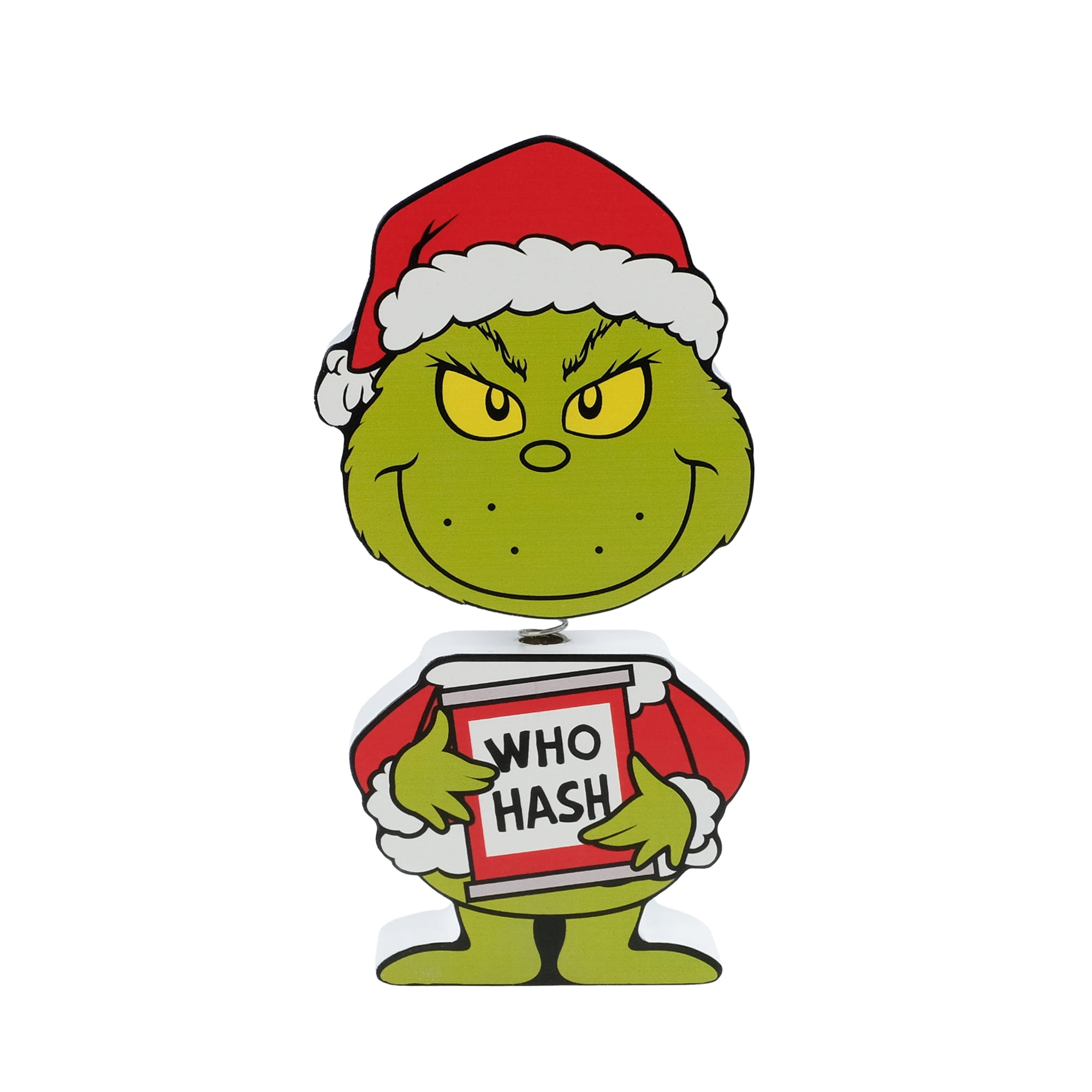 The Grinch Who Stole Christmas Grinch, Chunky Wood Bobblehead Table Top Décor, 6.5" Tall, MDF, Green, by Ruz