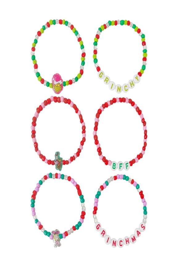 Dr Suess Grinch Friendship Bracelet, 6 Pack, Ages 3+, Multiple Designs