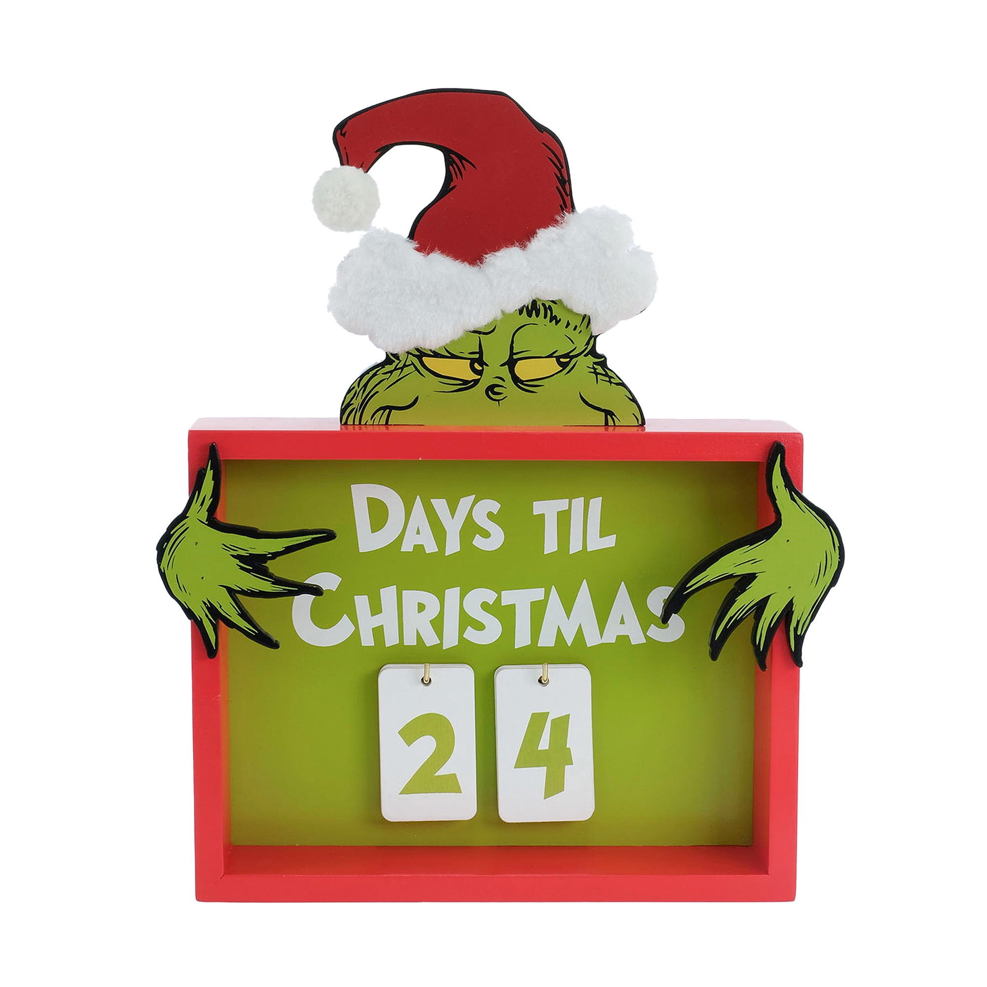 Grinch Christmas Countdown Calendar Sign - 10.15 inch Festive Decoration