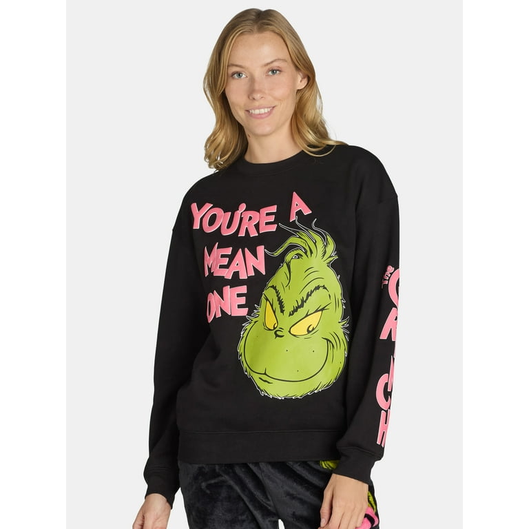 Dr. Seuss Women s The Grinch Mean One Graphic Sweatshirt Sizes XXS XXL Walmart