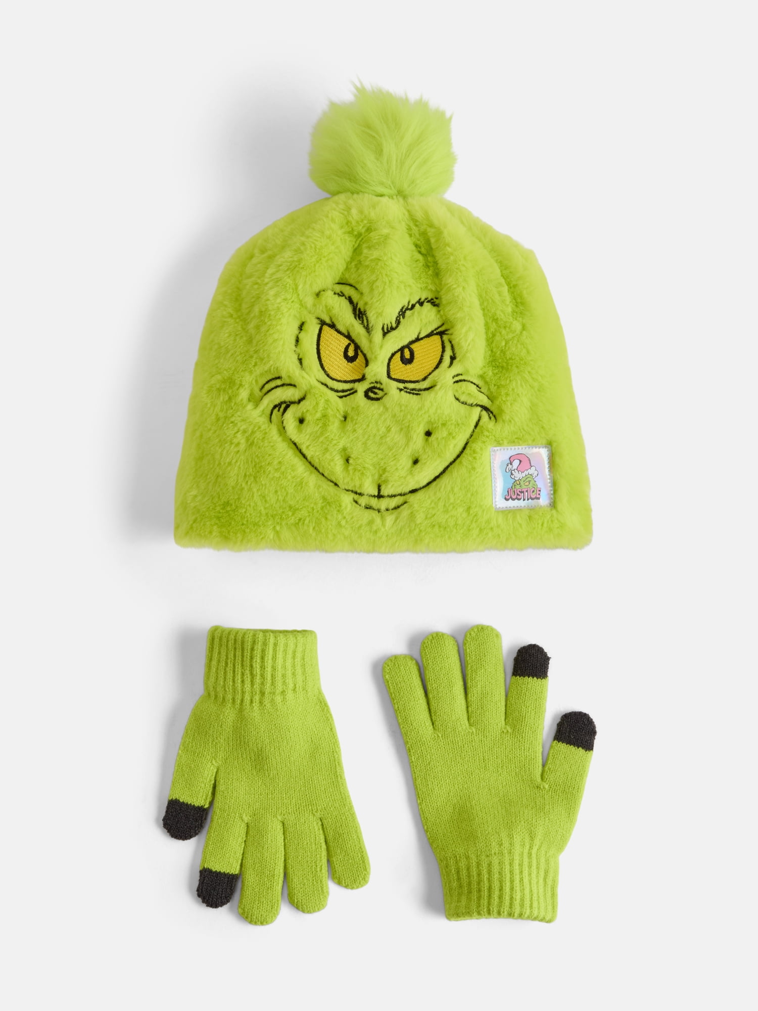 Justice Girls x Dr. Seuss' The Grinch Faux Fur Hat and Glove Set, Green