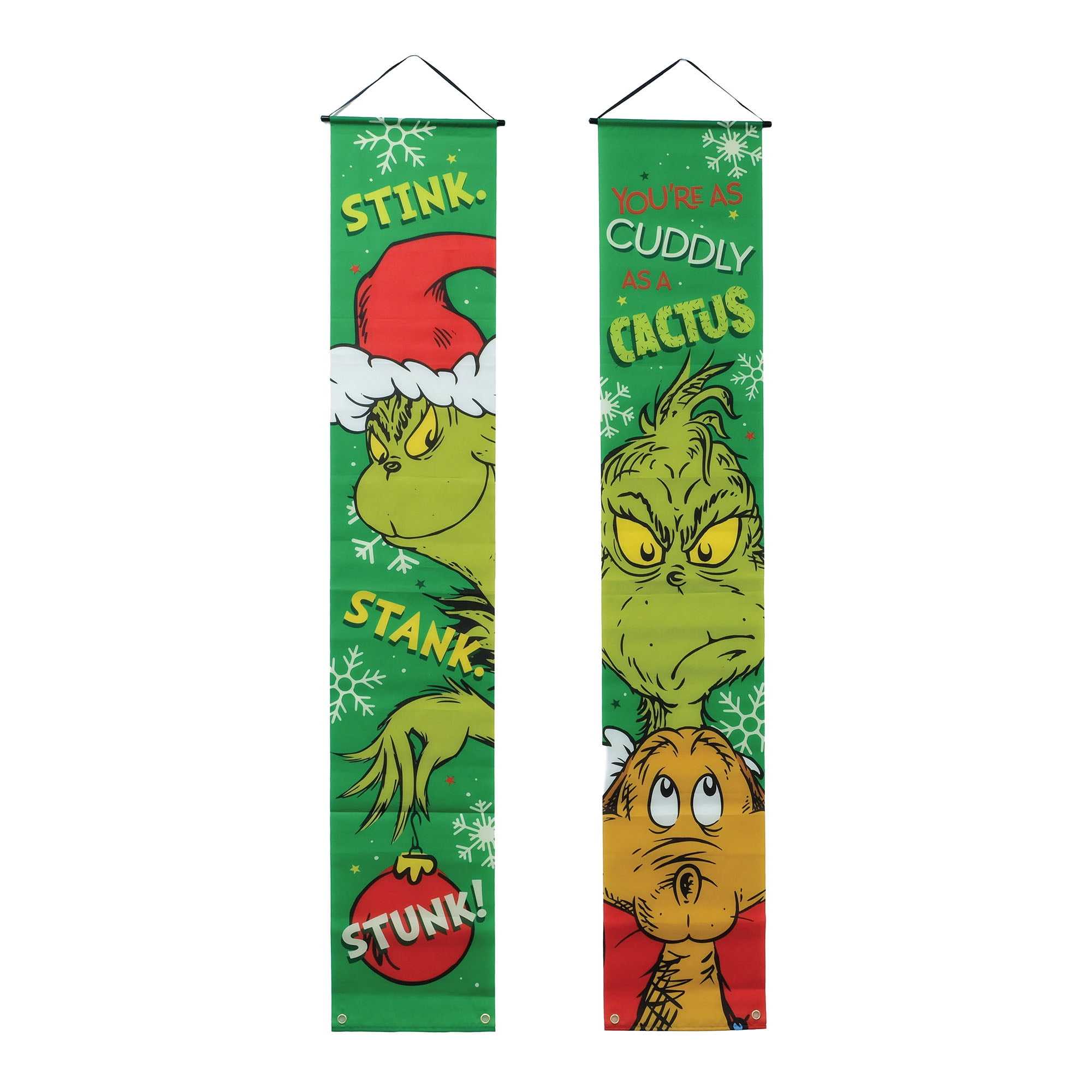Dr. Seuss The Grinch Christmas Door Banner Set – “Cuddly as a Cactus / Stink Stank Stunk”