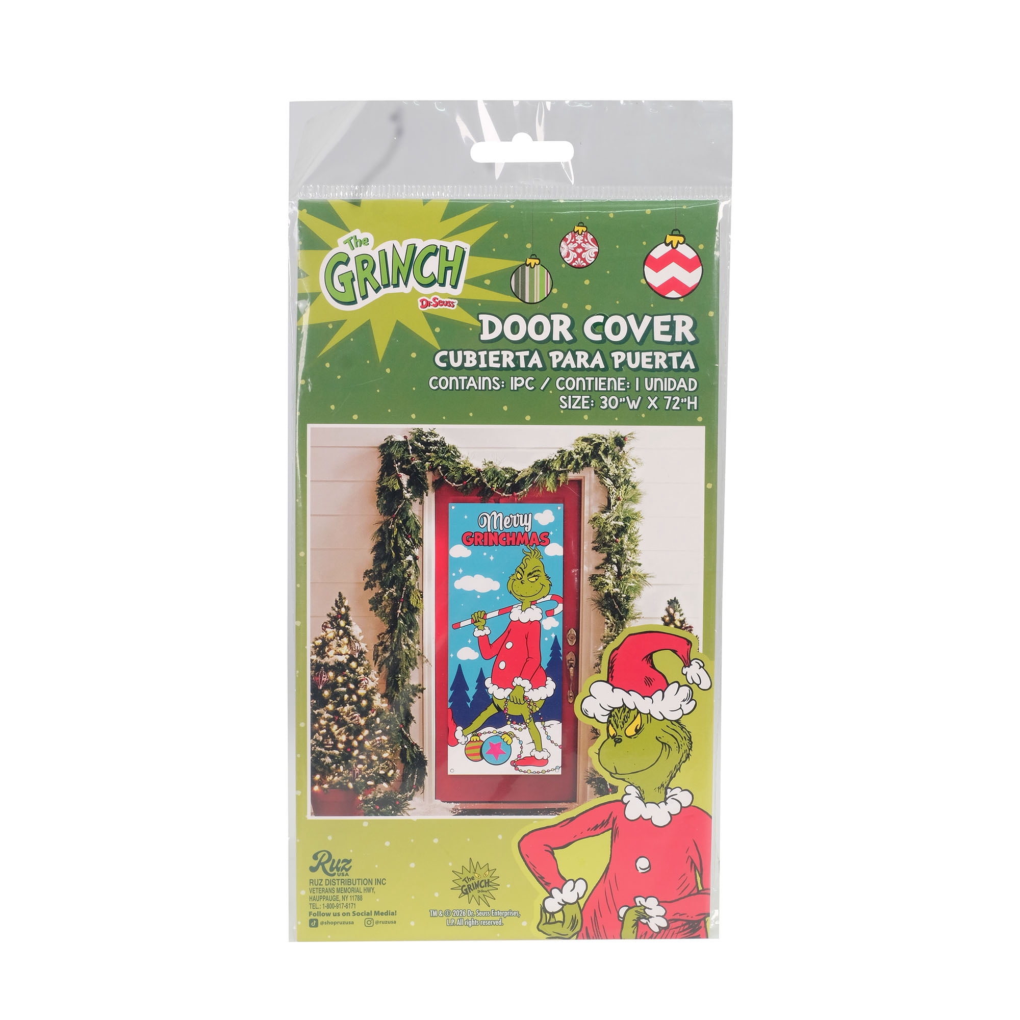 The Grinch Merry Grinchmas Door Cover – 72" x 30" Holiday Decoration