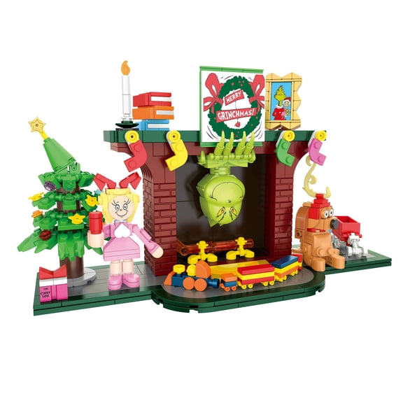 Brickcraft The Grinch Grinchmas Eve Fireplace Building Kit (547-Piece Set), Holiday Decoration, Christmas Collectible Brick Toy, Seasonal Display Set