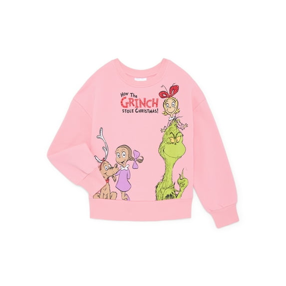 Dr. Seuss Grinch Girls Graphic Fleece Sweatshirt, Sizes 4-16