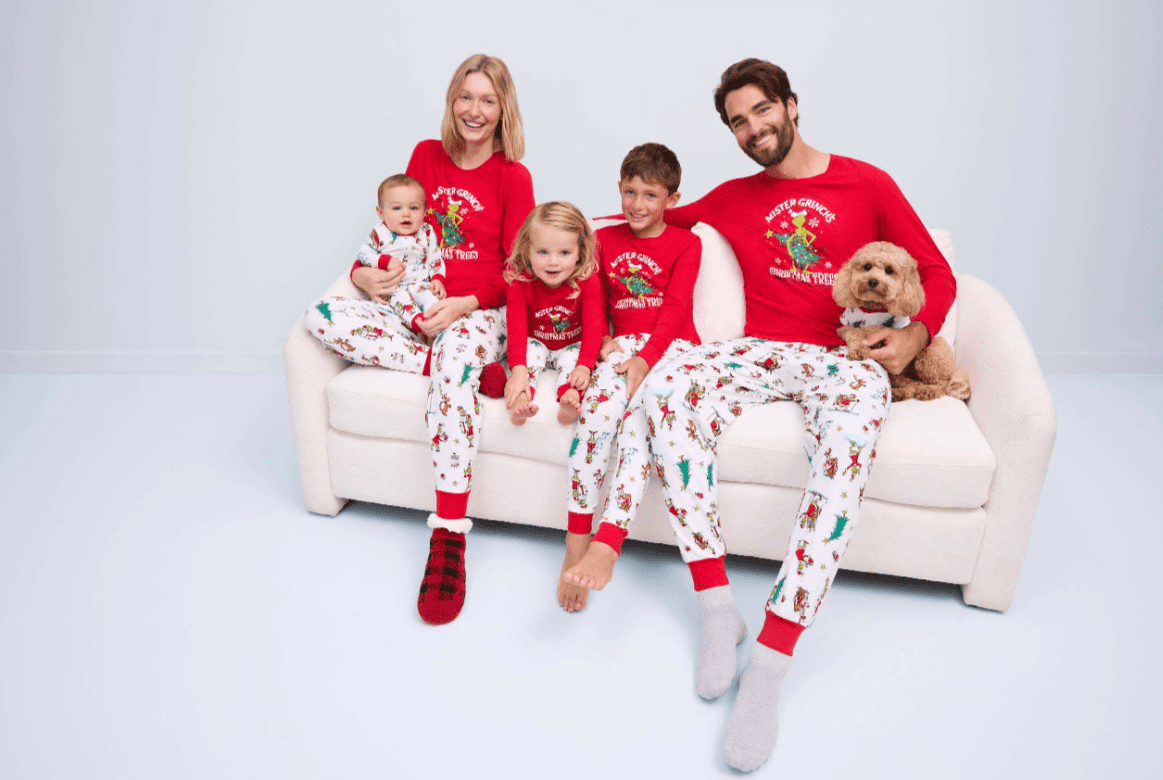 Dr. Seuss Grinch Unisex Kids Matching Family Pajamas Top and Pants Set, 2-Piece, Sizes 6-12