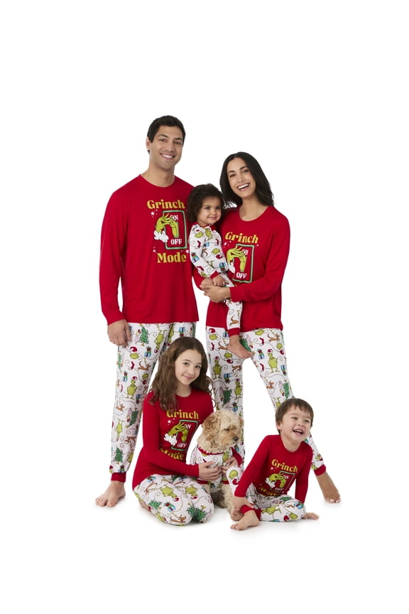 Grinch Men's Matching Family Pajamas Top and Pants Set, 2-Piece, Sizes S-3XL