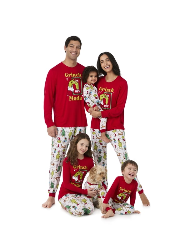 Grinch Men's Matching Family Pajamas Top and Pants Set, 2-Piece, Sizes S-3XL