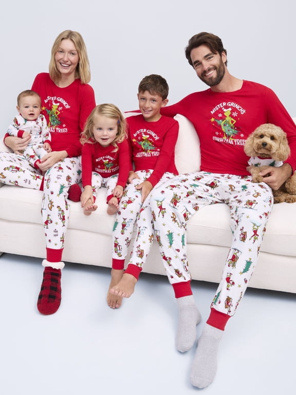 Grinch Men's Matching Family Pajamas Top and Pants Set, 2-Piece, Sizes S-3XL