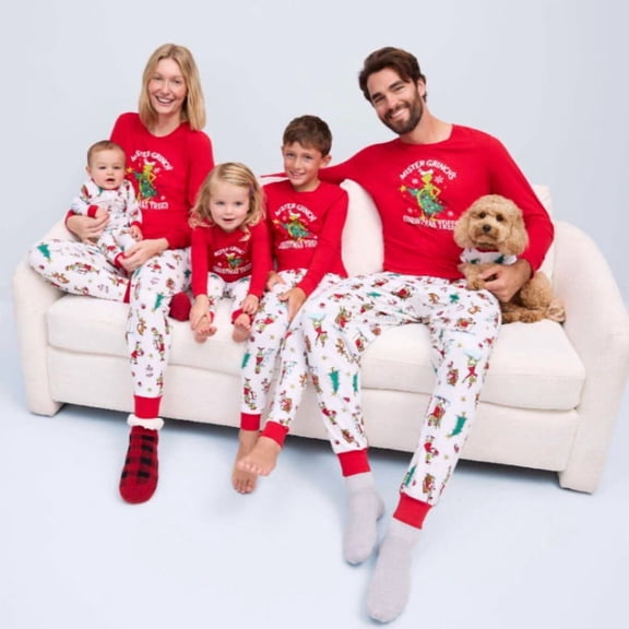 Dr. Seuss Grinch Pets Matching Family Pajamas, 1-Piece, Sizes XS-2XL