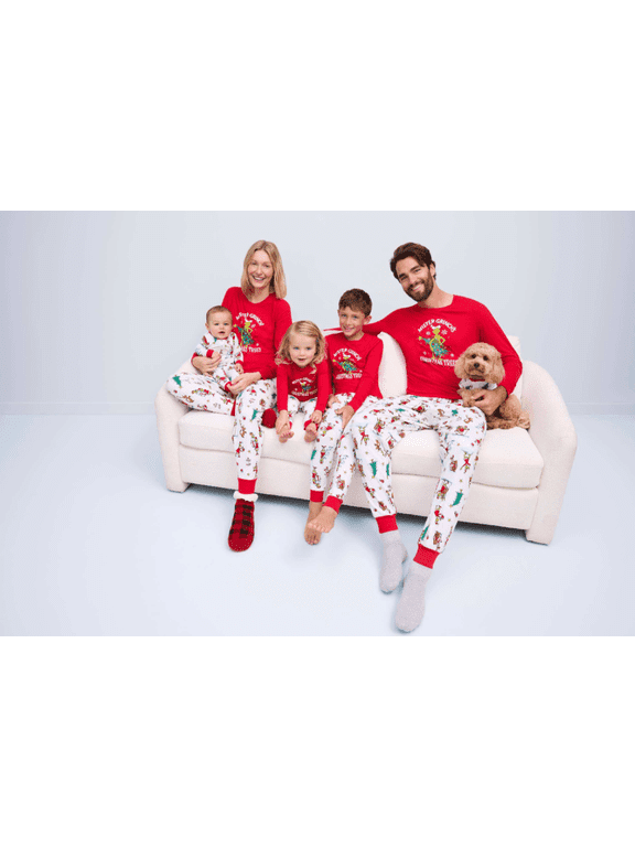 Grinch Women's Matching Family Pajamas Top and Pants Set, 2-Piece, Sizes S-3X