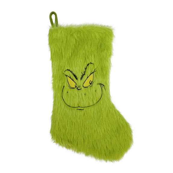 Dr. Seuss' How The Grinch Stole Christmas Furry Green Grinch Face 20 inch Stocking by Ruz