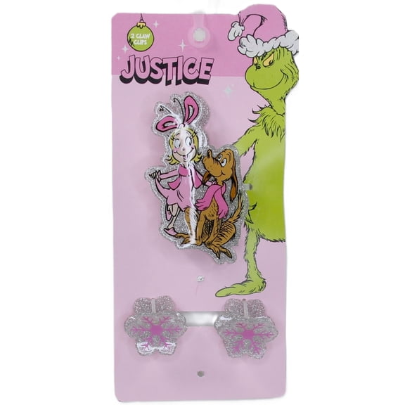Justice Girls x Dr. Seuss' Cindy Lou Who Claw Clips, 3-Piece, Pink