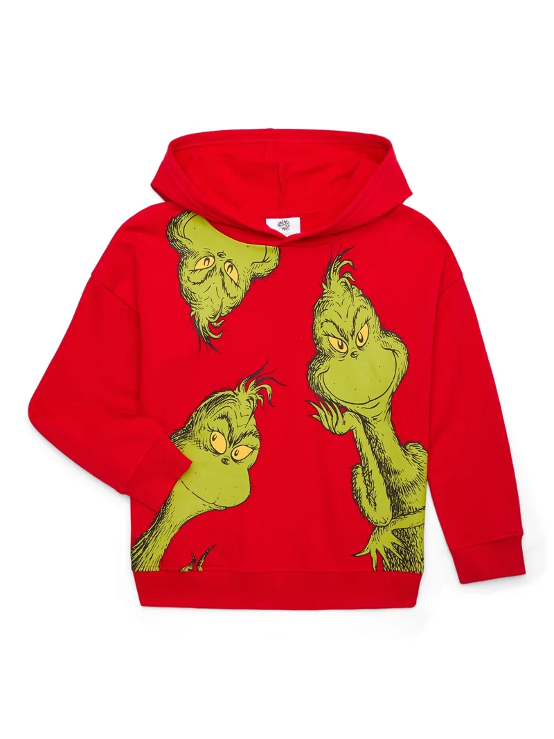The Grinch Boys' Pullover Hoodie with Long Sleeves, Sizes 4-18