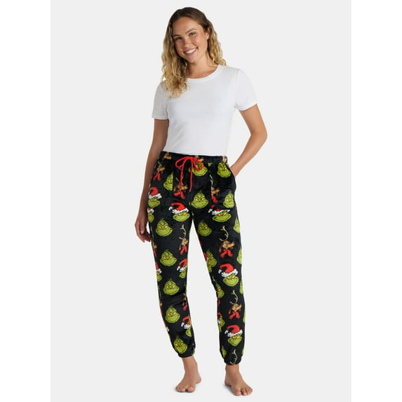 The Grinch Women’s Graphic Plush Sleep Jogger Pants, Sizes XS-3X