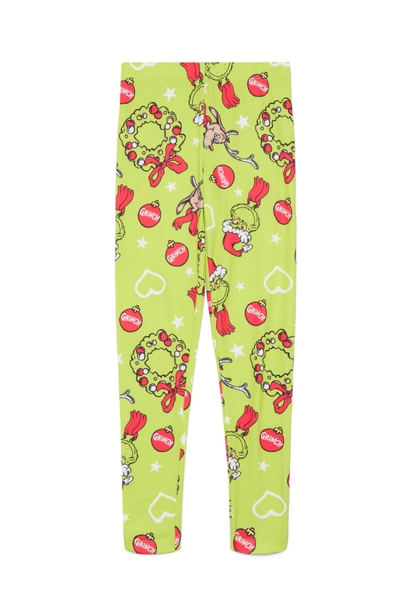 Dr. Seuss Grinch Girls' Christmas Print Leggings, Sizes XS-XL