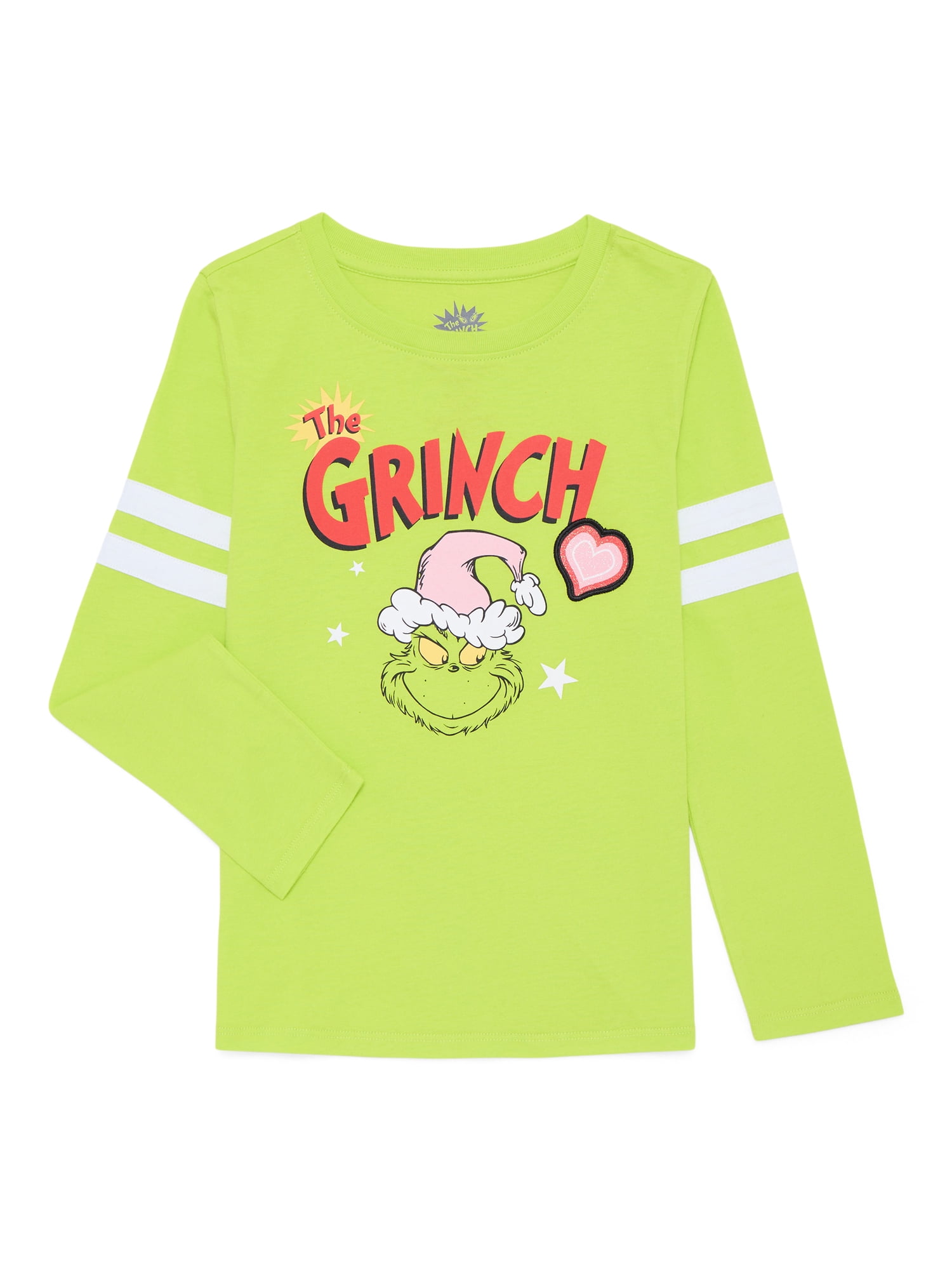 Dr. Seuss Grinch Girls Graphic Tee with Long Sleeves, Sizes 4-16