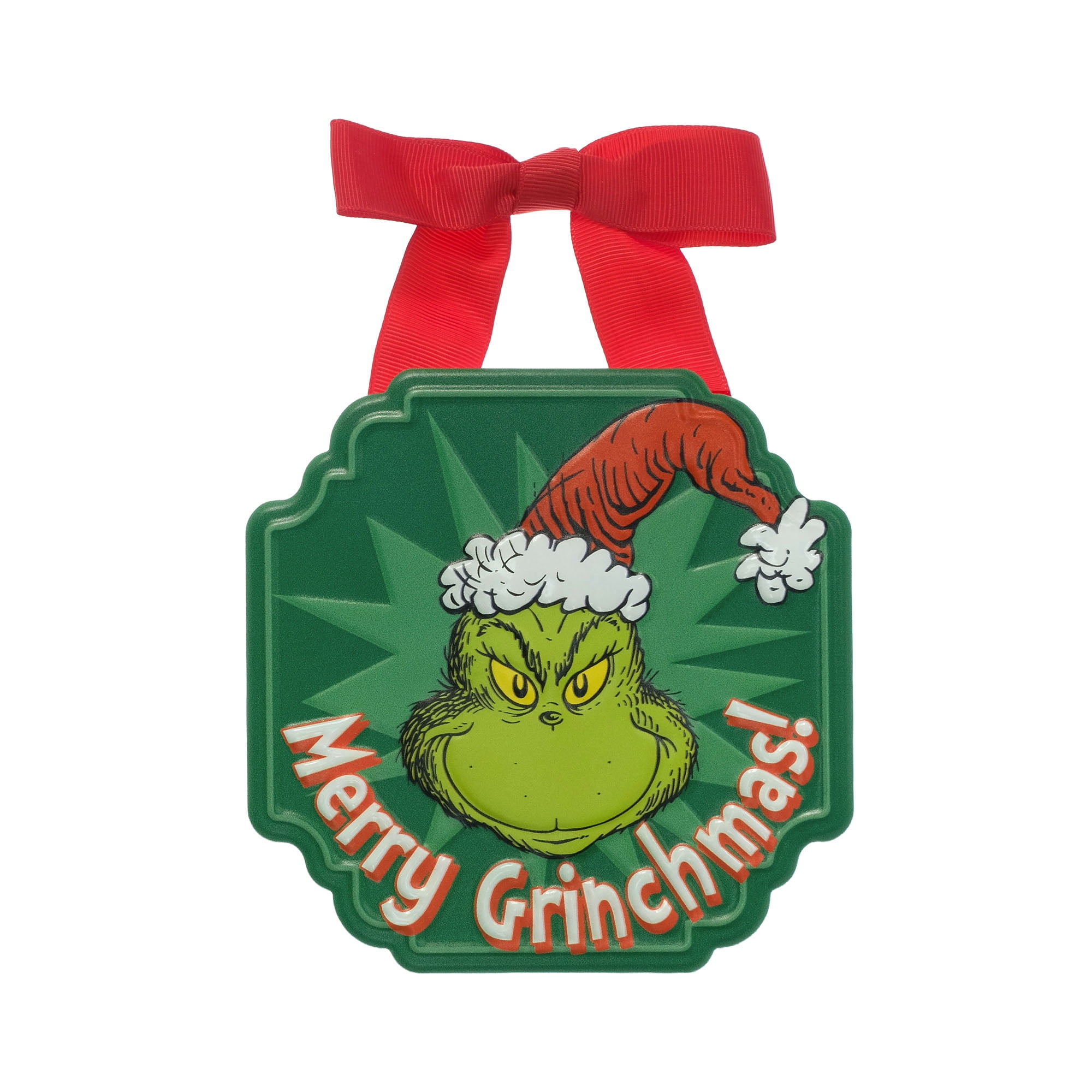 Grinch Mini Metal Hanging Sign 5-6 Inch - Merry Grinchmas