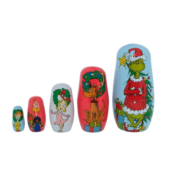 Grinch 5 Piece Nesting Doll Set, Featuring Grinch and His Whoville ...