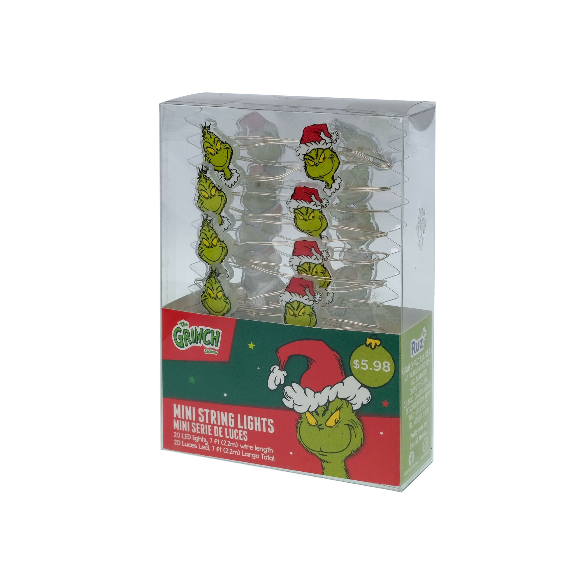 The Grinch LED Holiday String Lights - 20 Micro Lights Featuring Grinch  Faces, image size:2000x2000