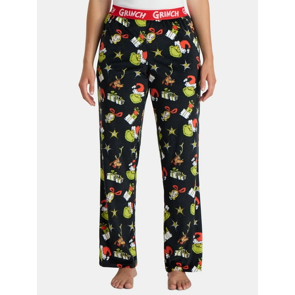 Dr. Seuss Women's The Grinch Print Velour Sleep Pants, Sizes XS-3X