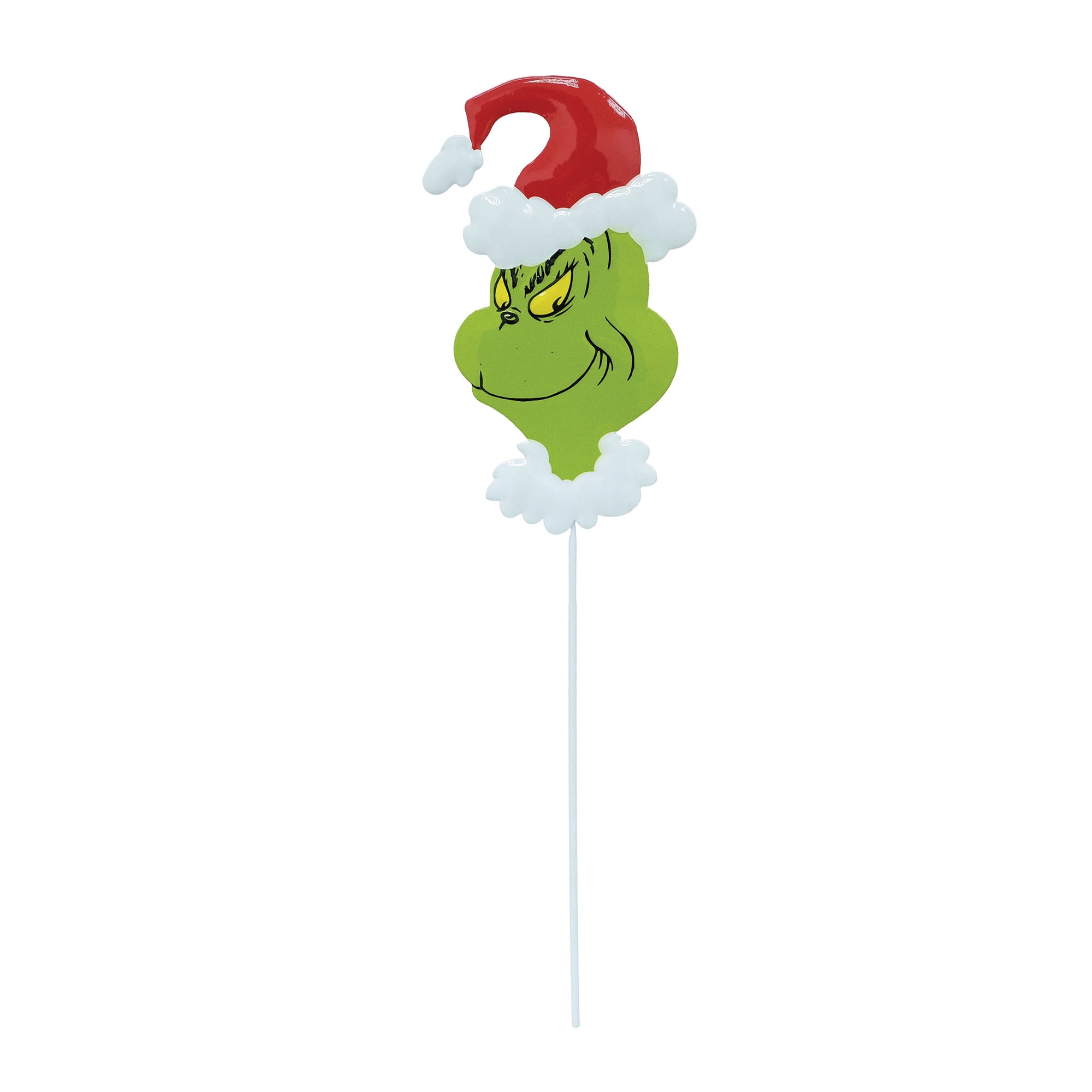The Grinch Santa Hat Mini Tin Yard Stake – 15 Inch Holiday Outdoor Decoration