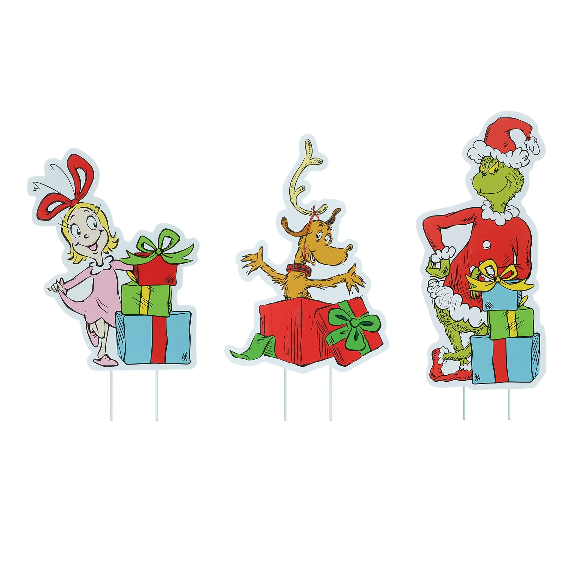 Dr. Seuss The Grinch, Cindy‑Lou & Max Christmas Yard Stakes – 3 Pieces