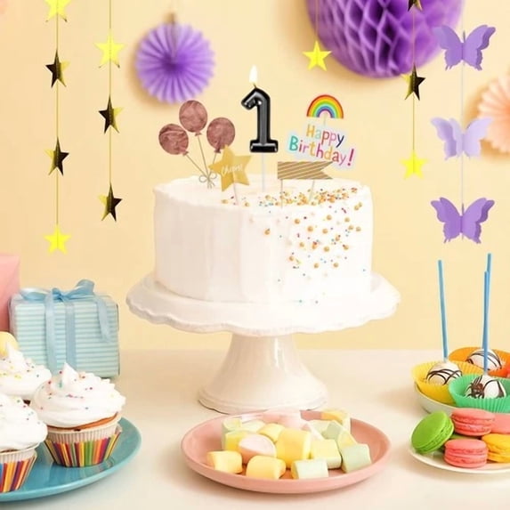 GRIND- 18 Years Old Black And Yellow Arc 3D Birthday Candles For Cake Decoration.