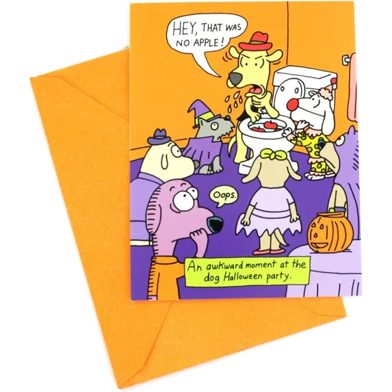 GRIND- Bob For Apples Cartoon Dog Carnival Holiday Cocktail Halloween Party Invitations