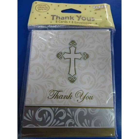GRIND- Divinity Cross Silver Gold Religious Christian Party Thank You Notes Cards