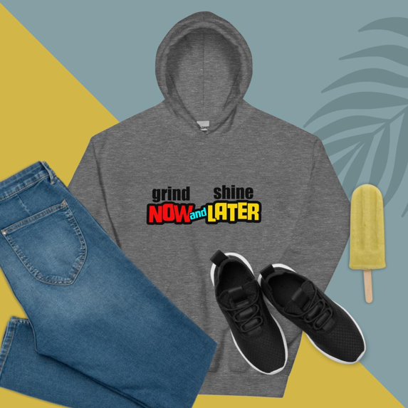 GRIND-NOW-AND-SHINE-LATER Hoodie (Graphite Heather, S)