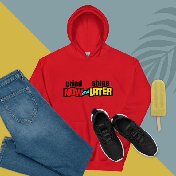 GRIND-NOW-AND-SHINE-LATER Hoodie (Red, S)