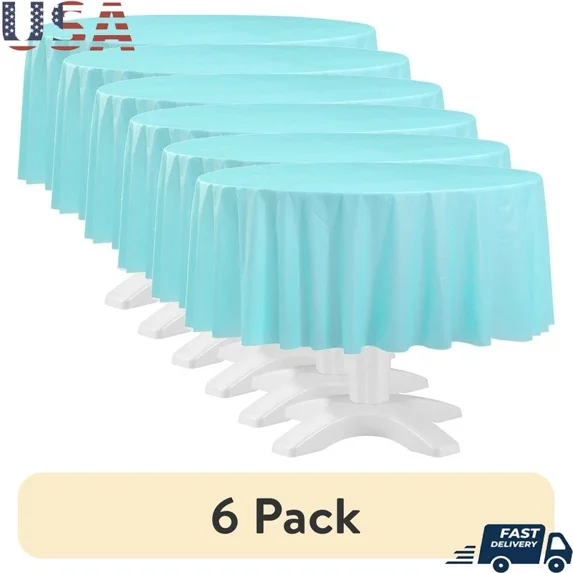 GRIND- Round Disposable Plastic Table Cover Waterproof Party Tableware Event Decor 6 Pc