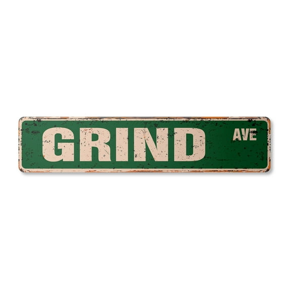 GRIND Vintage Aluminum Street Sign skate skateboard trick move board rustic metal tin | Indoor/Outdoor |  18" Wide
