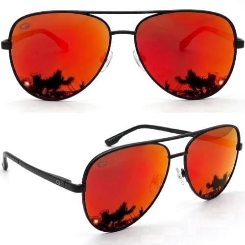 GRINDERPUNCH XL XXL Aviator Sunglasses for Men Big Head Oversized Polarized - Red
