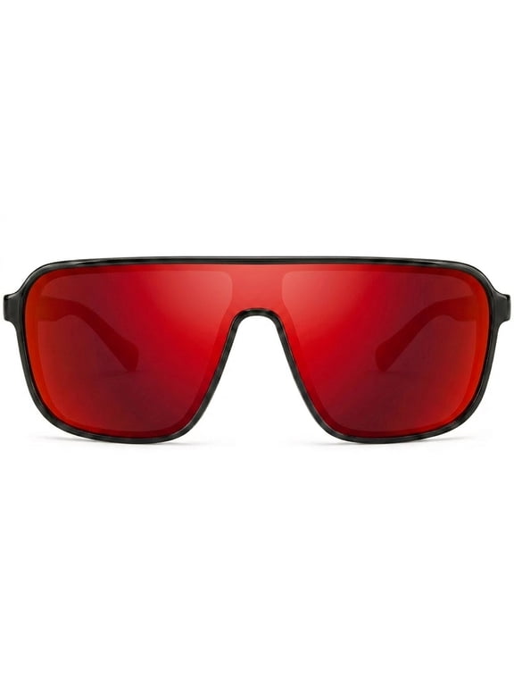 Polarized Narrow Fit Aviator Sunglasses for Men Women UV400 Protection Trendy Square Lightweight Sunglasses - Red