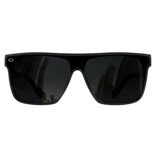 GRINDERPUNCH Polarized Shield Sunglasses for Men & Women Flat Top Oversized Square Lens UV400 Protection - Black