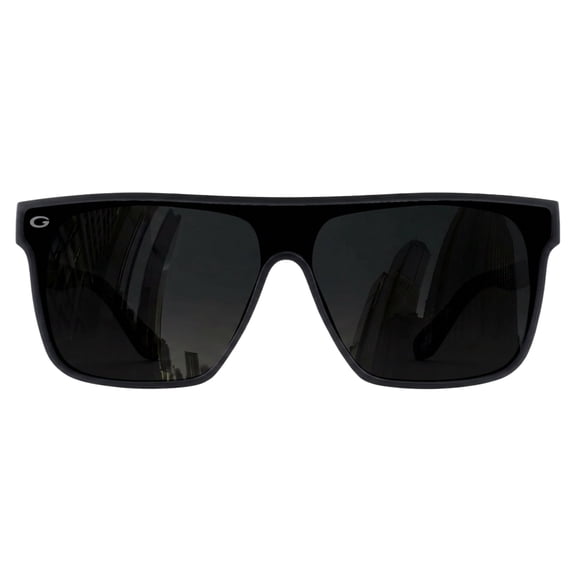 GRINDERPUNCH Polarized Shield Sunglasses for Men & Women Flat Top Oversized Square Lens UV400 Protection - Matte Black