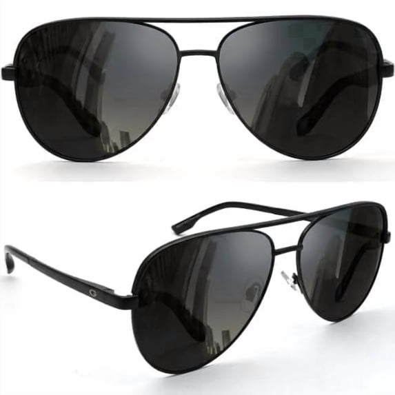 GRINDERPUNCH XL XXL Aviator Sunglasses for Men Big Head Oversized Polarized - Black