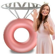 GRIP A POOL Inflatable Ring Pool Float Bachelorette, Rose Gold, 36" Ring & 20" Diamond