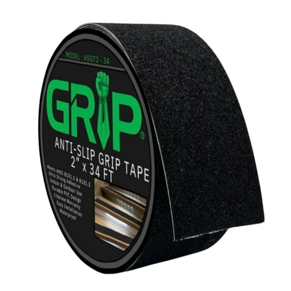 GRIP Black Aluminum Waterproof Anti-Slip Tape | 80 Grit Safety Tape Indoor/Outdoor (2" x 34')