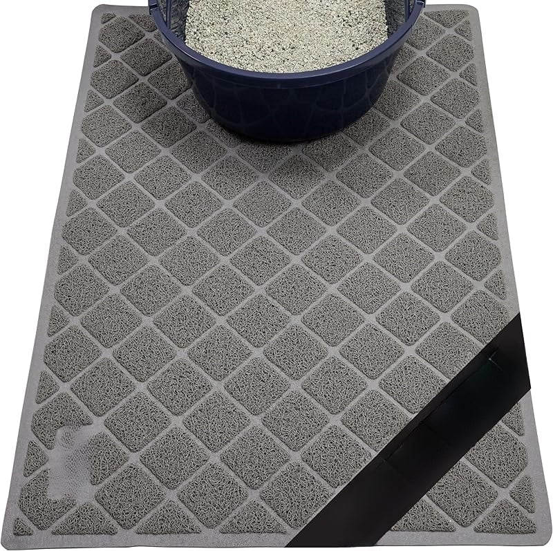 GRIP Cat Litter Box Mat, Water Resistant Kitty Litter Trapping Mat ...