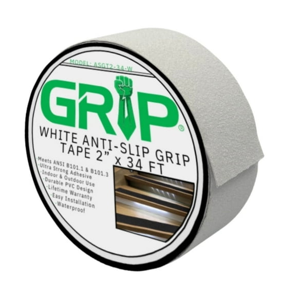 GRIP White Aluminum Waterproof Anti-Slip Tape | 80 Grit Safety Tape Indoor/Outdoor (2" x 34')