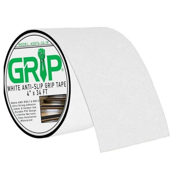 GRIP White Aluminum Waterproof Anti-Slip Tape | 80 Grit Safety Tape Indoor/Outdoor (4" x 34')