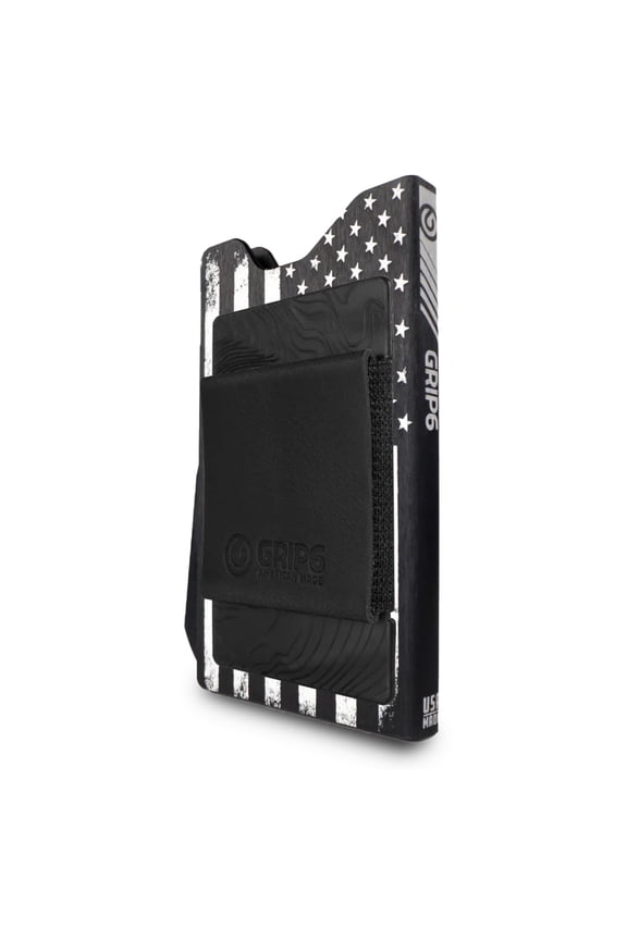 Slim for Men and Women - Minimalist with RFID-Blocking Technology - Compact Credit Card Holder for Men - Made in the USA - Aluminum Body - USA Black Flag, No Loop, Black Money Band Y101